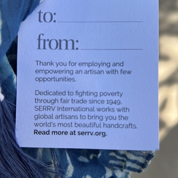 Serrv scarf/cloth indigo with tassels - Picture 11 of 11